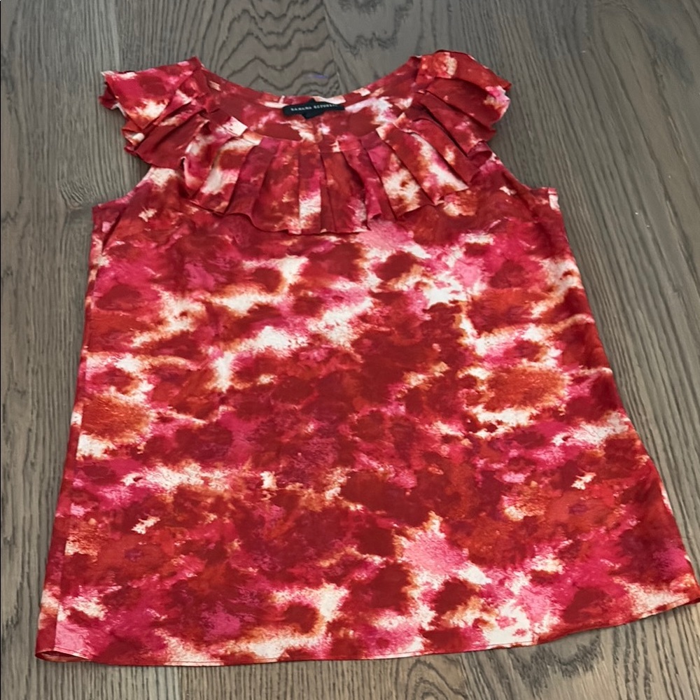 Banana Republic Red and Pink Ruffle Blouse
